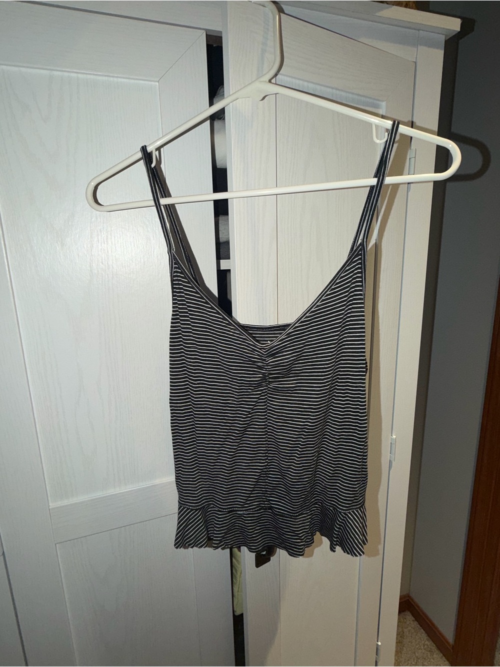 American Eagle Outfitters Black and White Striped V-Neck Camisole
